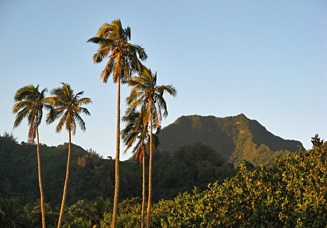 Sunset time over the Rarotongian mountains