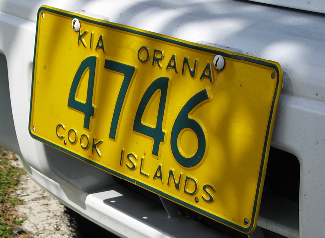 Cook Island License Plate